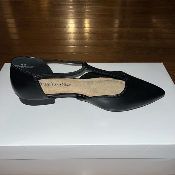Bella Vita Darby pointed Toe Elastic T-Strap Flats Black Women’s Size 7.5 - Picture 12 of 15